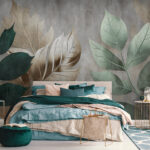Wall murals Nature-inspired leaf pattern artwork