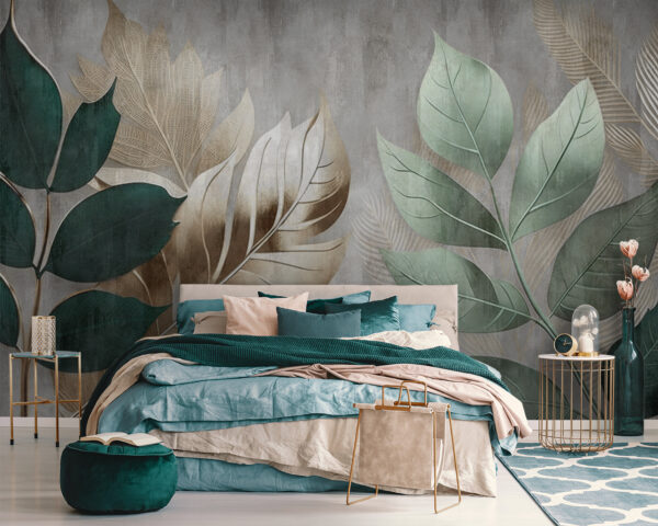 Nature-inspired leaf pattern artwork Wall murals Nature-inspired leaf pattern artwork