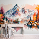 Wall murals Painting of a tree with orange leaves