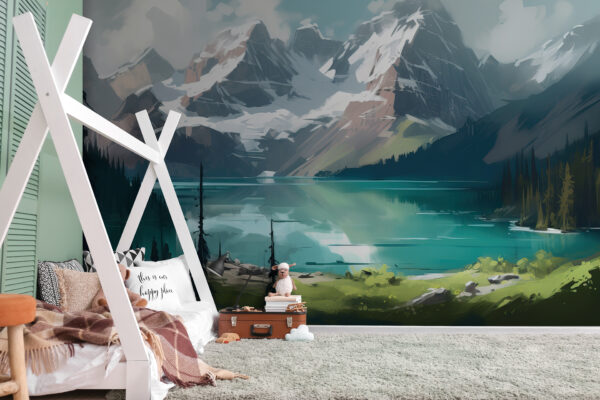 Lake with mountains in the background Wall murals Lake with mountains in the background