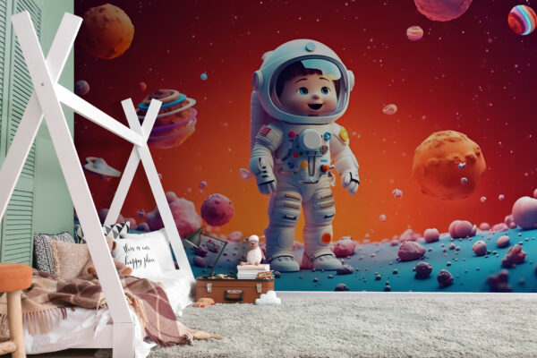Cartoon character in a space suit Wall murals Cartoon character in a space suit