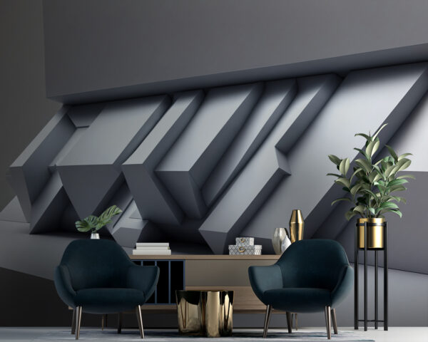 White wall with geometric shapes Wall murals White wall with geometric shapes