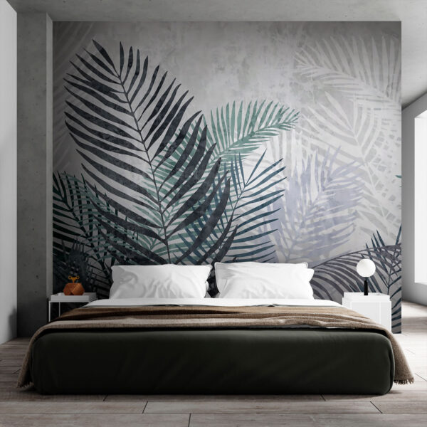 Tropical leaves create artistic pattern Wall murals Tropical leaves create artistic pattern