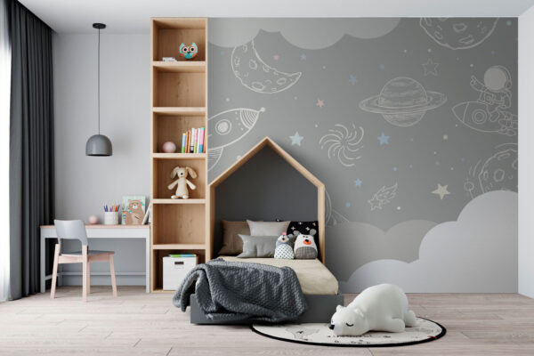 White star on a grey background Wall murals White star on a grey background