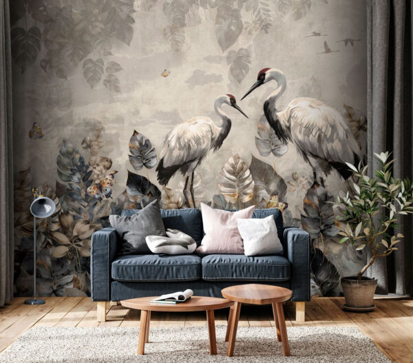 Crane with a fish in its beak Wall murals Crane with a fish in its beak