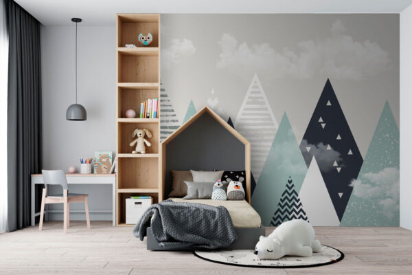 White and grey chevron pattern Wall murals White and grey chevron pattern