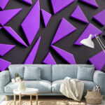Wall murals Purple triangles on a black surface