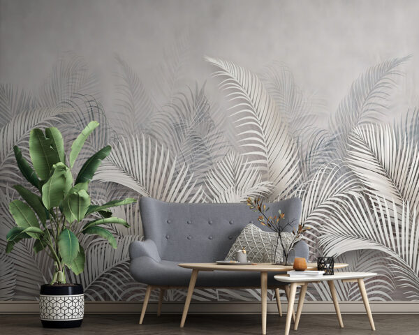 Elegant palms against neutral background Wall murals Elegant palms against neutral background