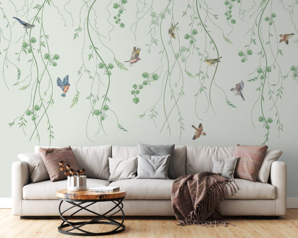 Wall murals Birds flying among hanging vines (SKU: u94493) Wall murals Wall murals Birds flying among hanging vines (SKU: u94493)