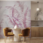 Wall mural Pastel tropical foliage illustration