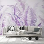 Wall murals Lavender palm leaves in abstract pattern.