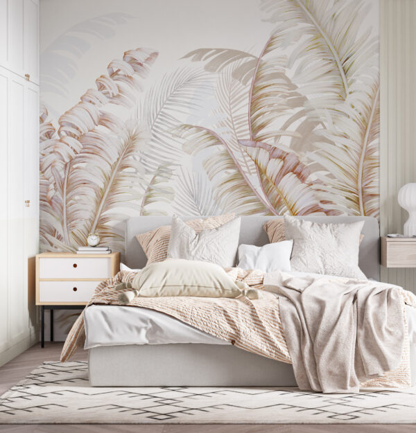 Tropical leaves in gentle hues Wall murals Tropical leaves in gentle hues
