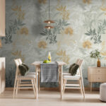 Wall murals Floral pattern with detailed leaves