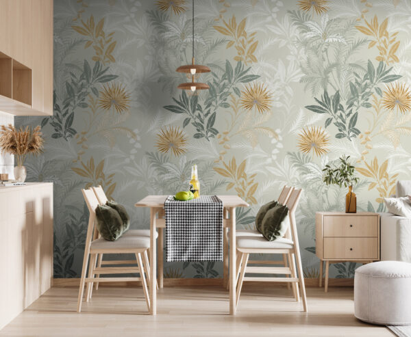 Floral pattern with detailed leaves Wall murals Floral pattern with detailed leaves