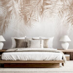 Wall murals Tropical leaves on textured background