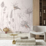 Wall murals Birds among wildflowers in harmony.