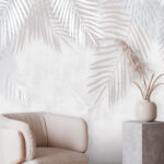 Wall murals White wall with a leaf shadow