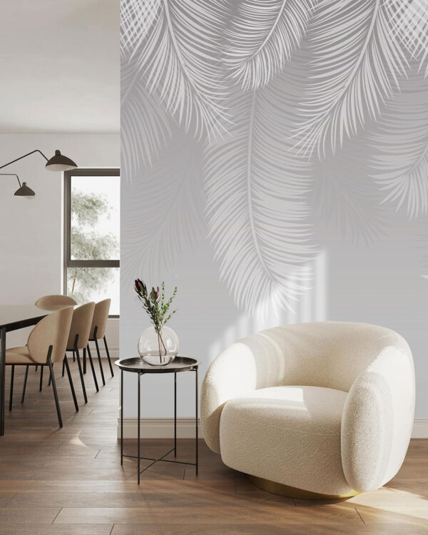 White feathers on a gray background Wall murals White feathers on a gray background
