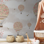Wall murals Hot air balloon with flowers