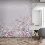 Wall murals Floral pattern with butterflies