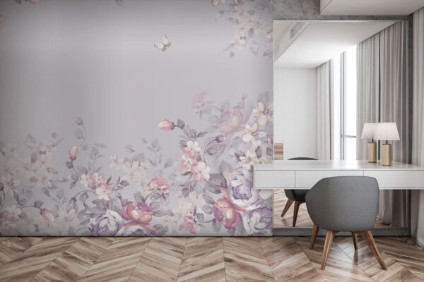 Floral pattern with butterflies Wall murals Floral pattern with butterflies