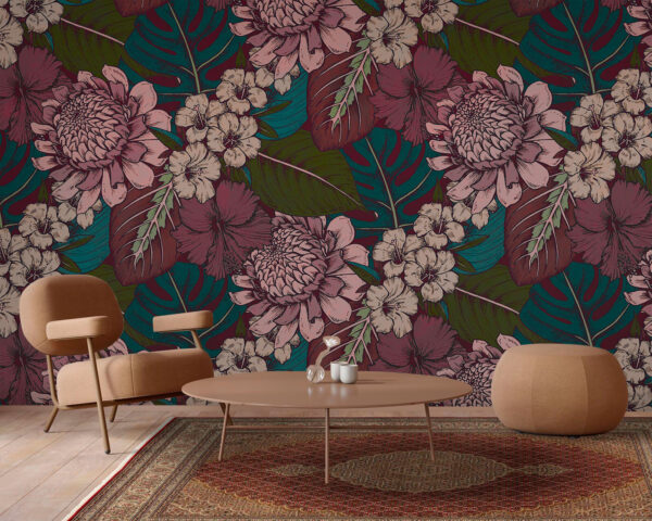 Pattern of flowers and leaves Wall murals Pattern of flowers and leaves
