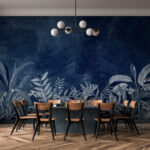 Wall murals Tropical foliage on dark background.