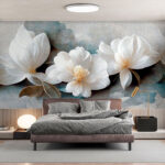 Wall murals Delicate white flowers in bloom.