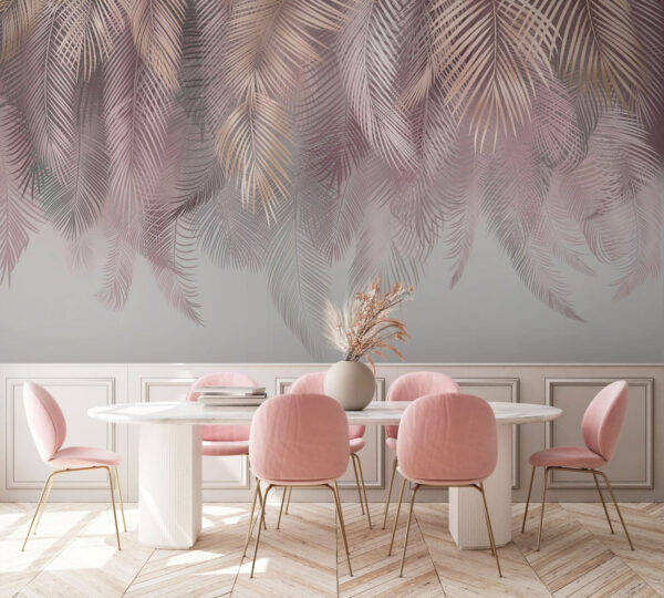 Elegant feather pattern in soft tones Wall murals Elegant feather pattern in soft tones