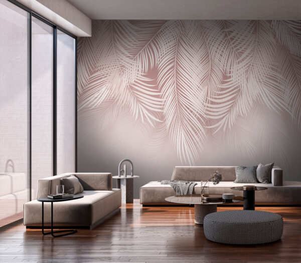 Soft palm leaves on pastel backdrop Wall murals Soft palm leaves on pastel backdrop