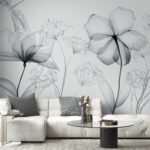 Wall murals Delicate flowers in monochrome design