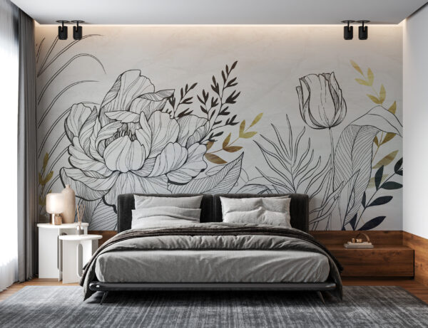 Drawing of a tulip Wall murals Drawing of a tulip