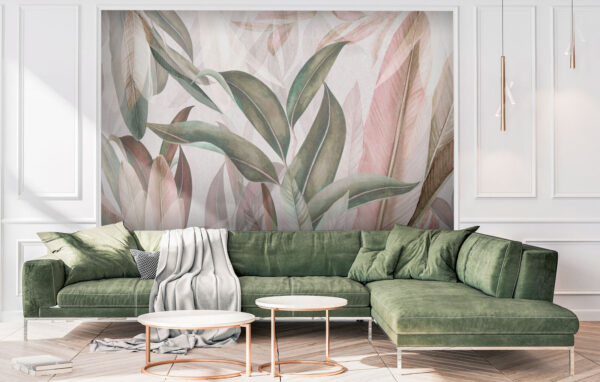 Elegant leaves intertwine with grace Wall murals Elegant leaves intertwine with grace