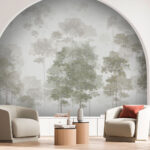 Wall murals Group of trees in a foggy forest