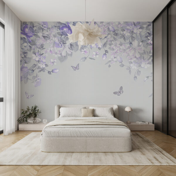 Floral dreams with gentle butterflies Wall mural Floral dreams with gentle butterflies