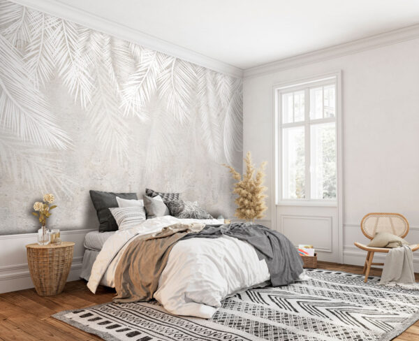 White leaves on a gray background Wall murals White leaves on a gray background