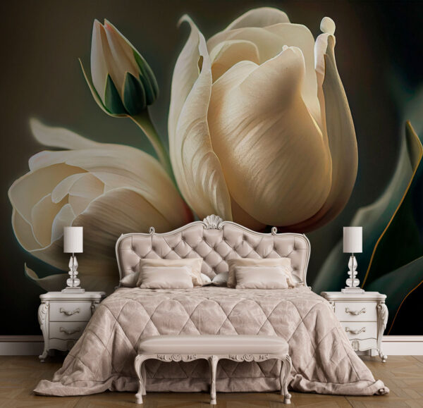 Wall murals Creamy tulips in gentle bloom (SKU: u94253) Wall murals Wall murals Creamy tulips in gentle bloom (SKU: u94253)