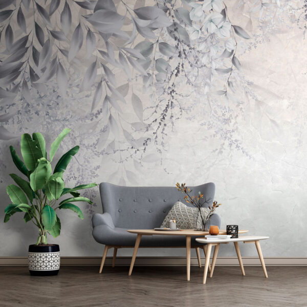 Elegant leaves pattern with soft hues Wall murals Elegant leaves pattern with soft hues