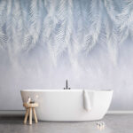 Wall murals Elegant silver feather pattern design.