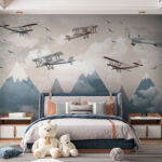 Wall murals Biplanes soaring above snowy peaks.