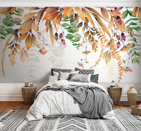 Green leaf on a white background Wall murals Green leaf on a white background