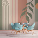 Wall murals Abstract leaves and geometric patterns