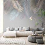 Wall murals Abstract pastel palm leaves design