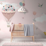 Wall murals Cartoon of a rabbit holding an umbrella