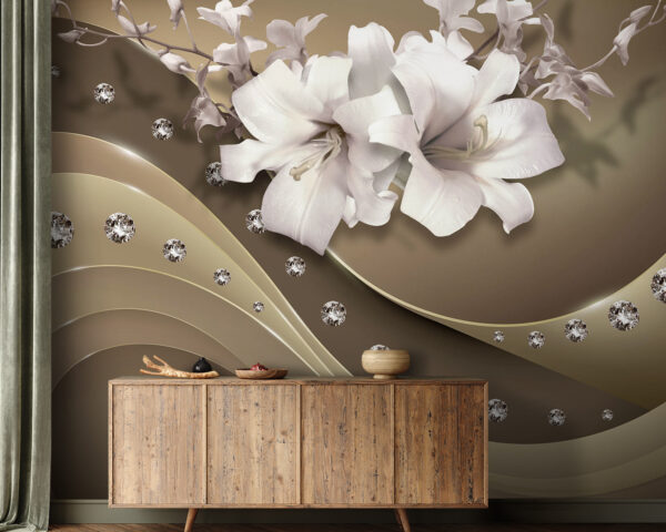 Elegant flowers with subtle accents Wall murals Elegant flowers with subtle accents