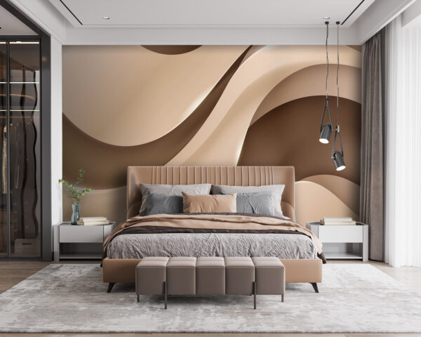 Soft, flowing waves in neutral tones Wall murals Soft, flowing waves in neutral tones