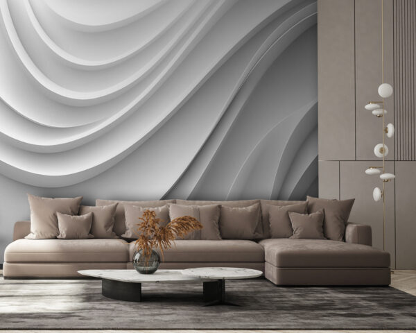 Smooth, layered abstract white design Wall murals Smooth, layered abstract white design