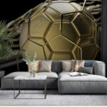 Wall murals Shiny soccer ball hits the net