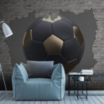 Wall murals Soccer ball bursts through brick wall