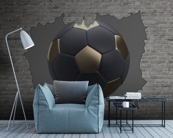 Soccer ball bursts through brick wall Wall murals Soccer ball bursts through brick wall